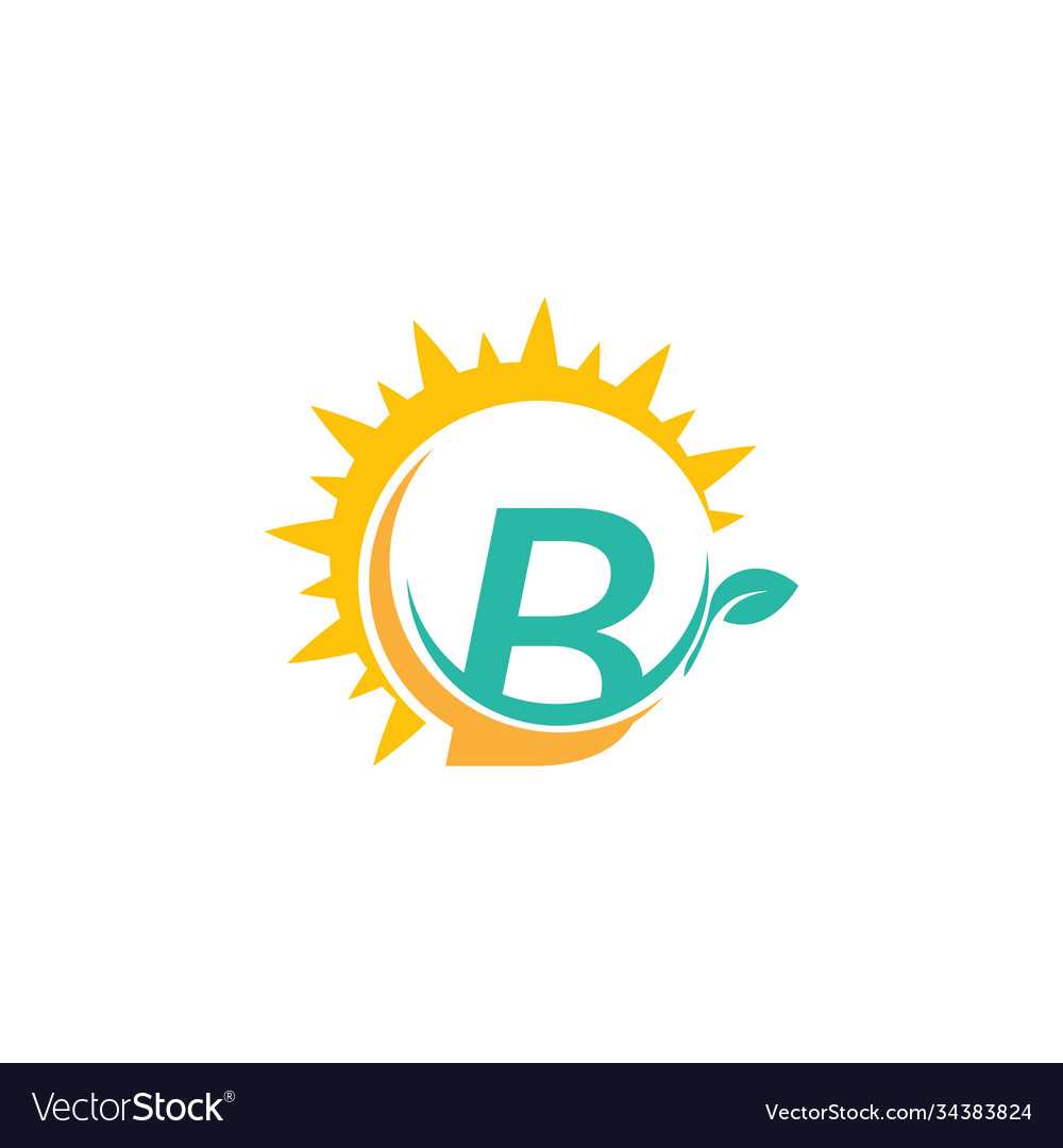 Letter b icon logo with leaf combined