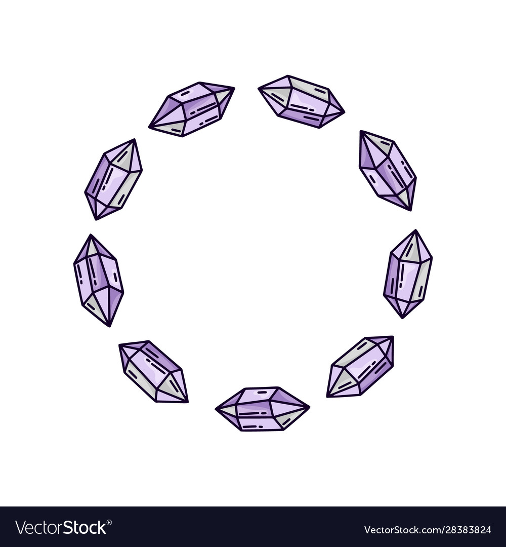 Round crystal frame on white background isolated vector image Round crystal frame on white background isolated