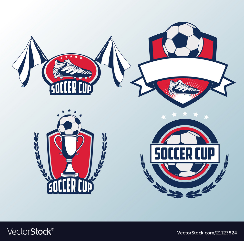 Set of soccer cup emblems Royalty Free Vector Image