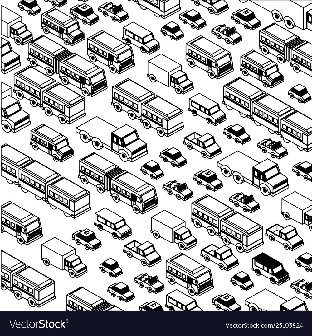 Truck and bus transport isometric pattern