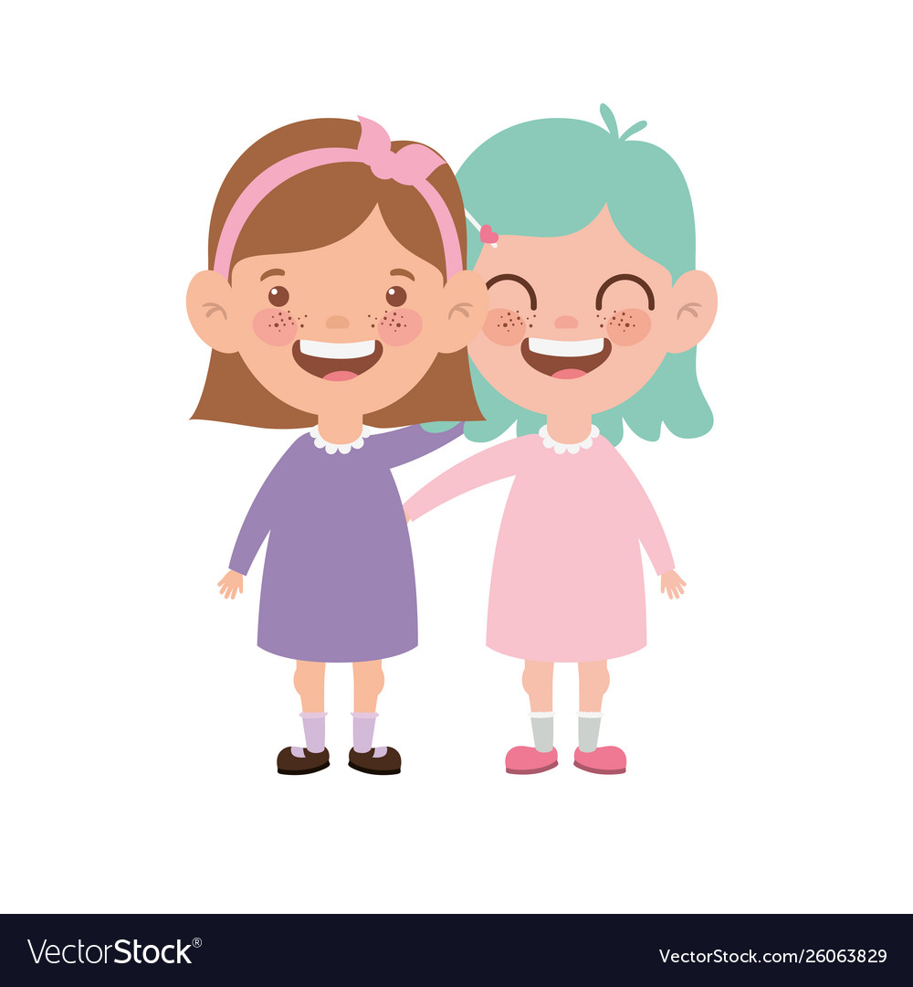 Baby girls standing smiling on white background Vector Image