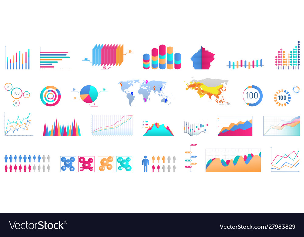 Bundle charts diagrams schemes graphs plots Vector Image