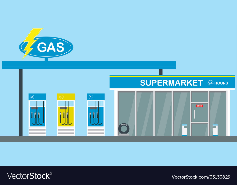 Gas station and supermarket