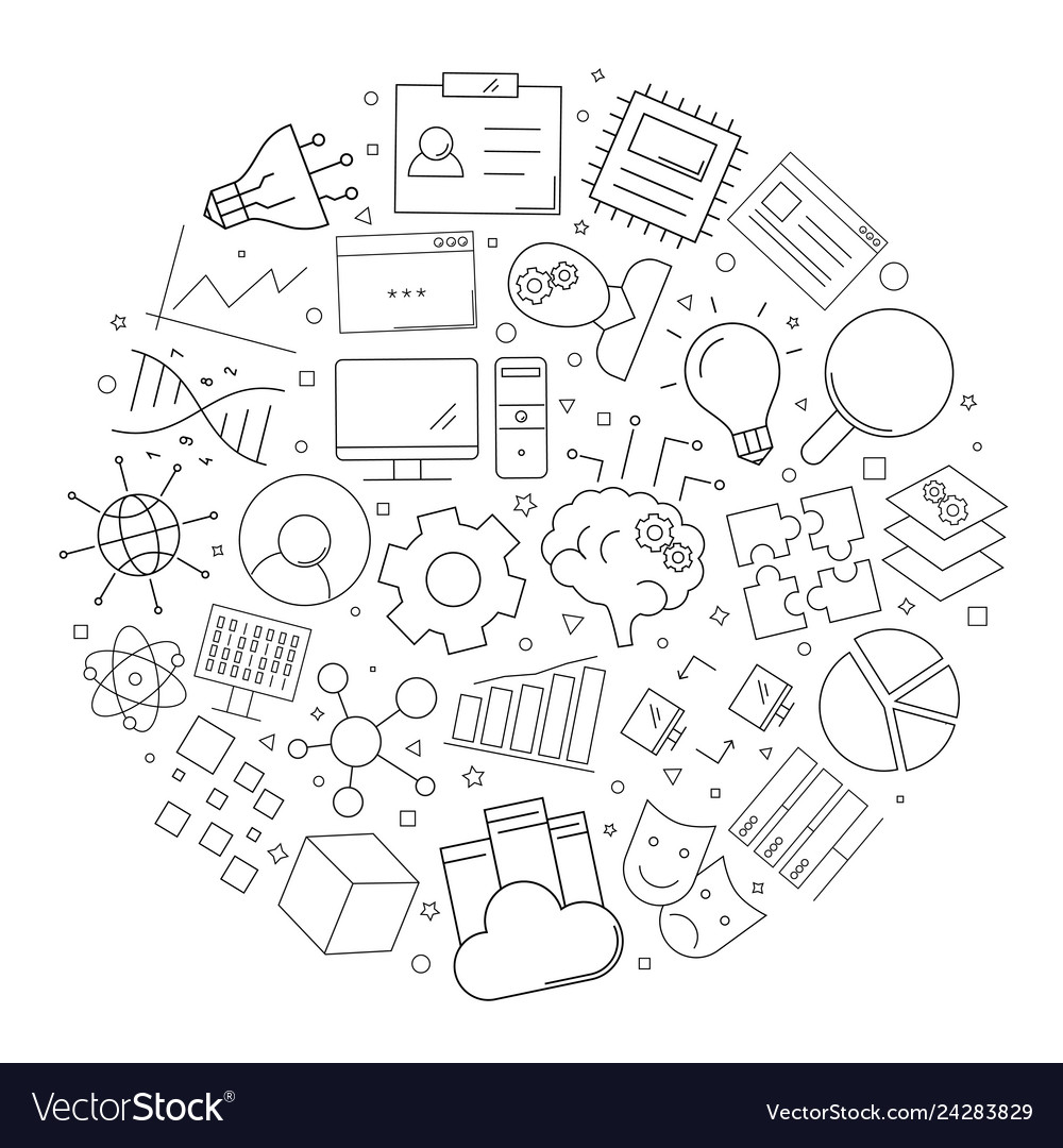 Machine learning circle background from line icon Vector Image