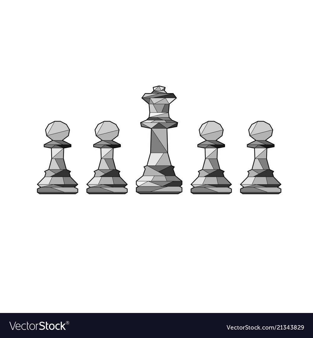 Chess pieces. King and pawns. Outline drawings Stock Vector Image