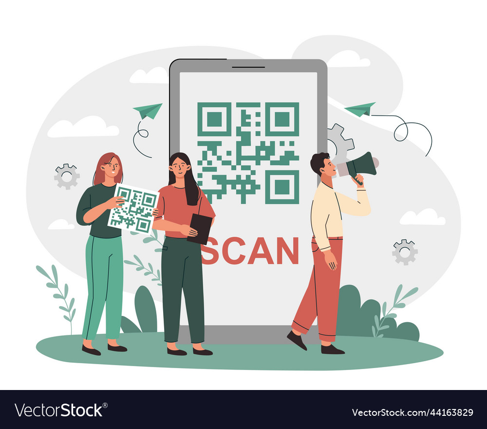 People with qr code