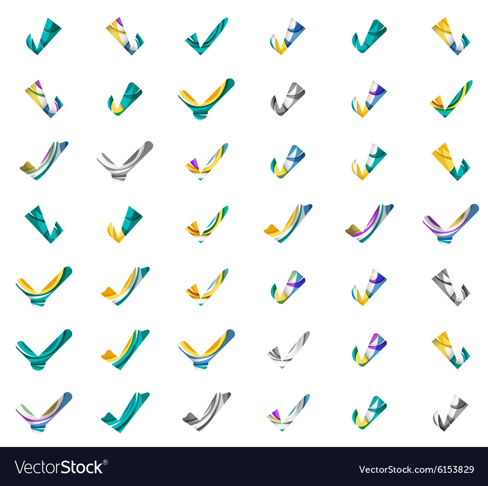 Set of abstract ok and tick icons business