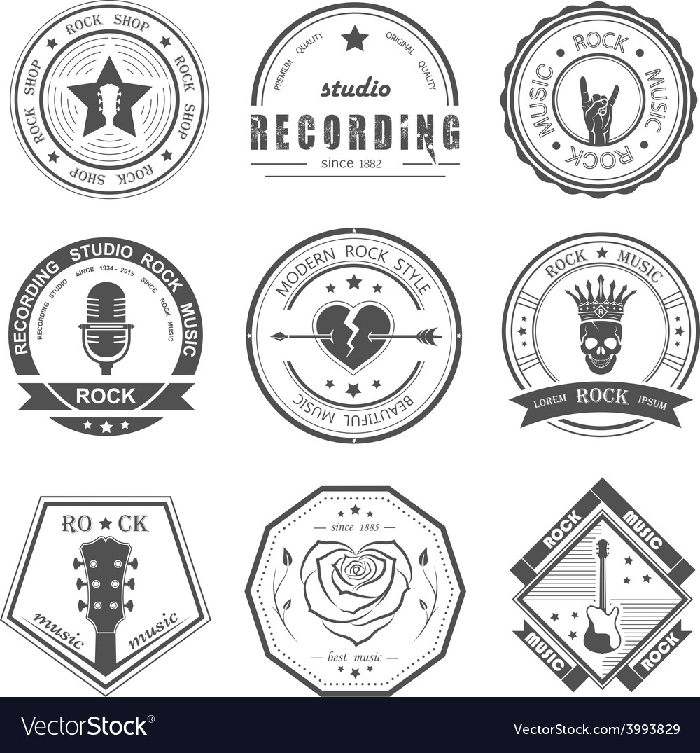 Set of vintage logos rock music Royalty Free Vector Image