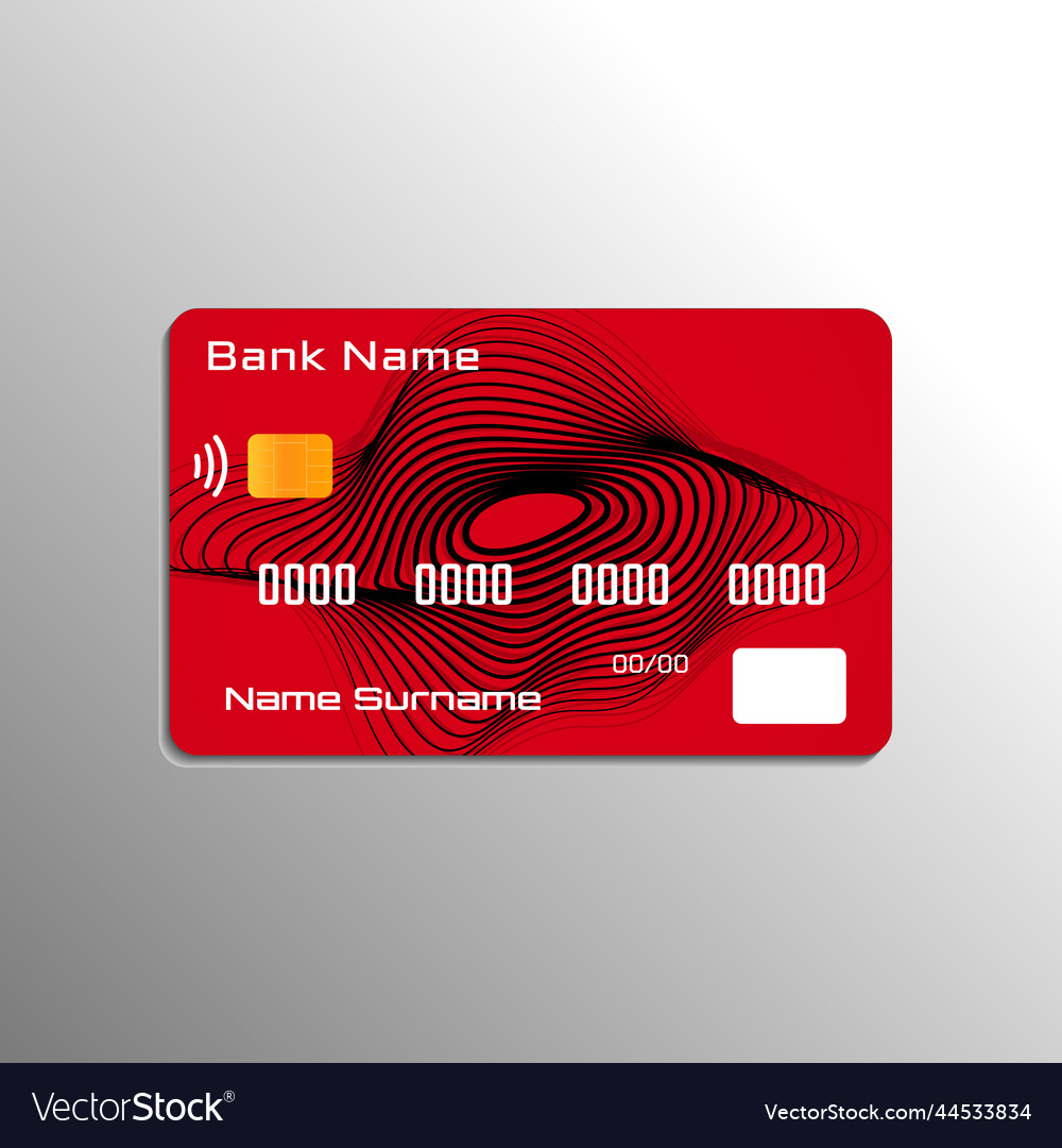 Credit debit red card with striped shape Vector Image