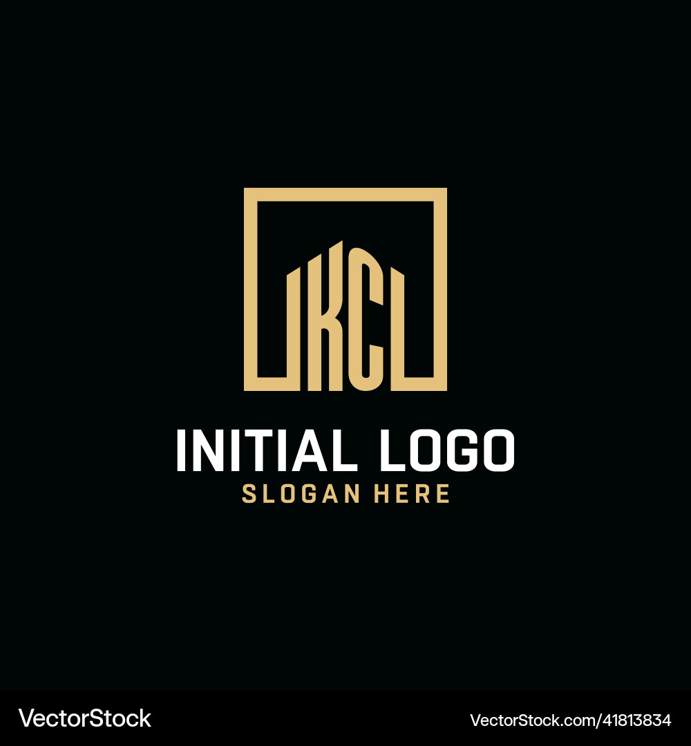 Kc initial monogram logo design with square shape Vector Image