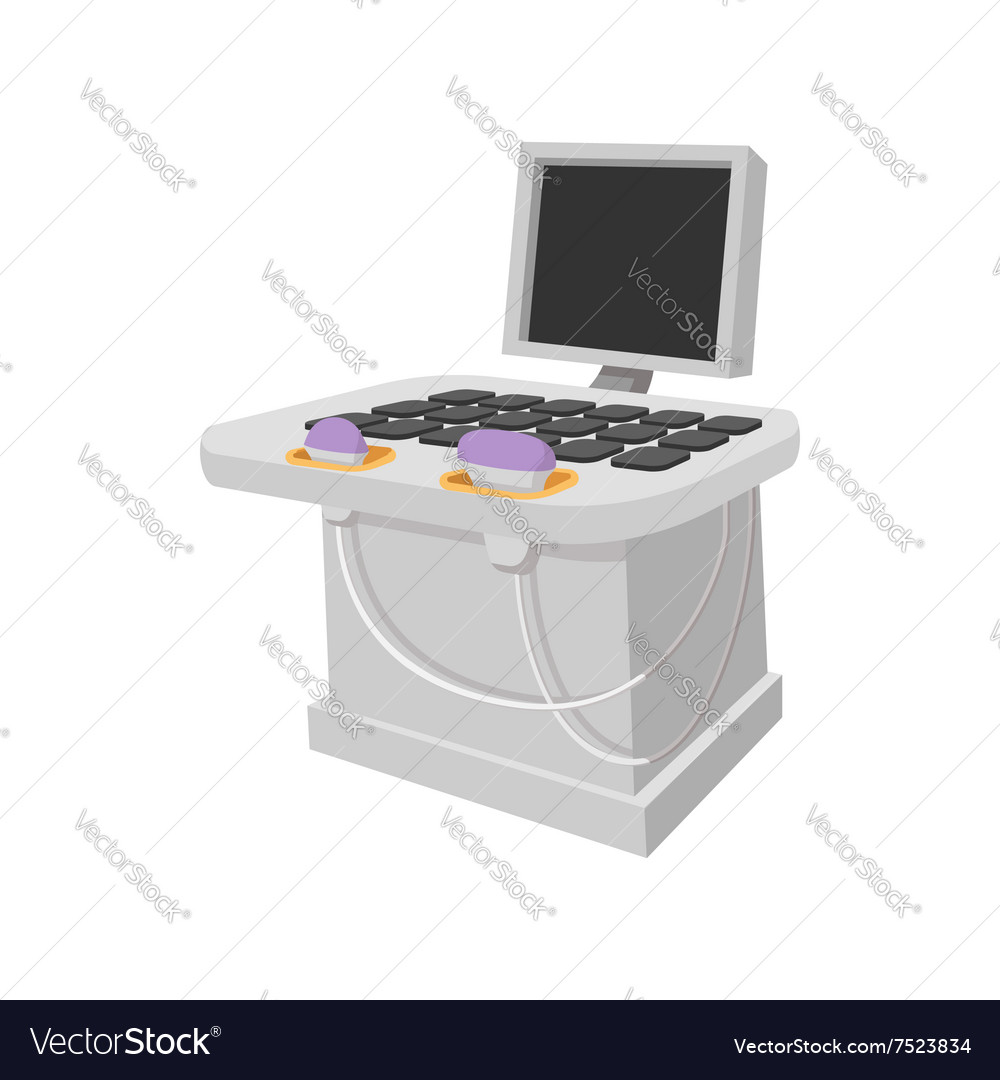 Medical ultrasound diagnostic machine cartoon icon