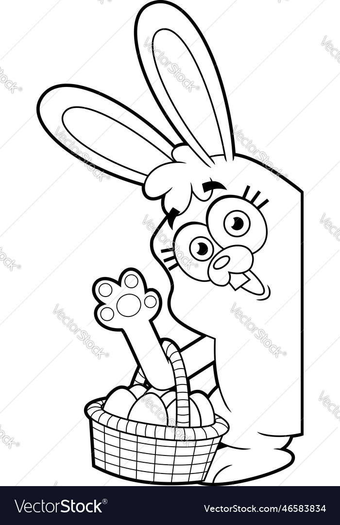 Outlined bunny cartoon character