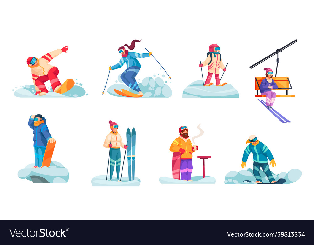 Winter ski vacations compositions vector image Winter ski vacations compositions