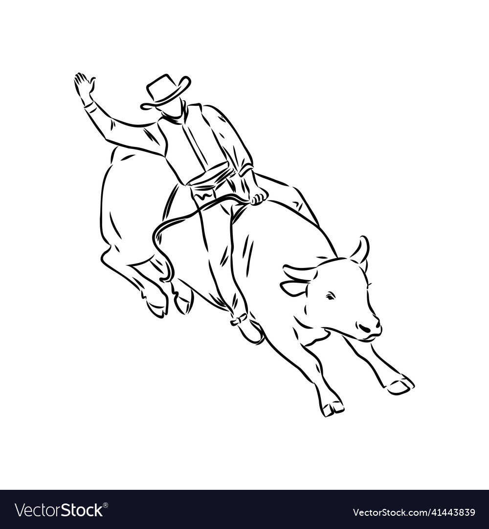 An hand drawn freehand - rodeo scene from