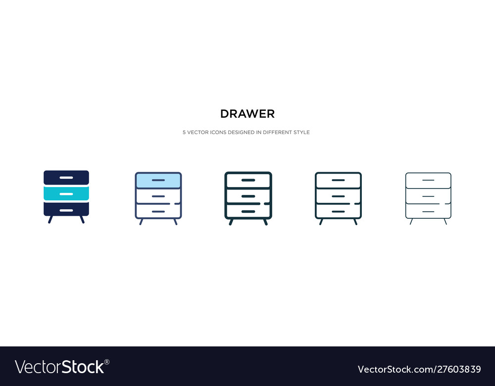 Drawer icon in different style two colored Vector Image