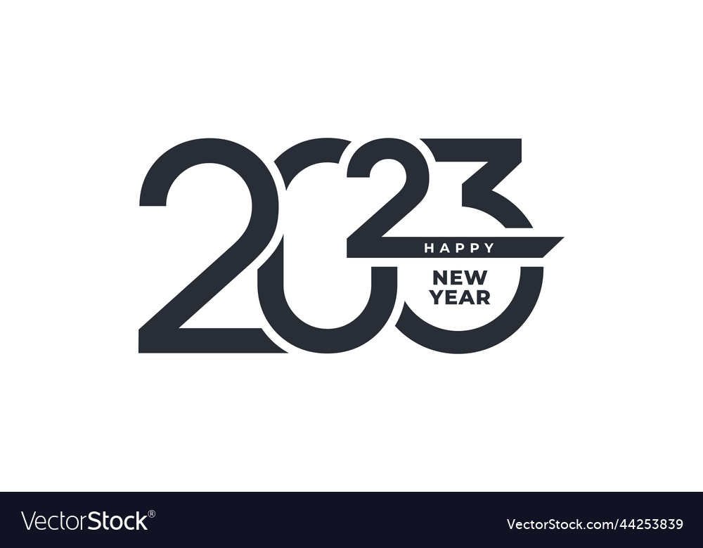 Happy new year typography logo 2023 Royalty Free Vector