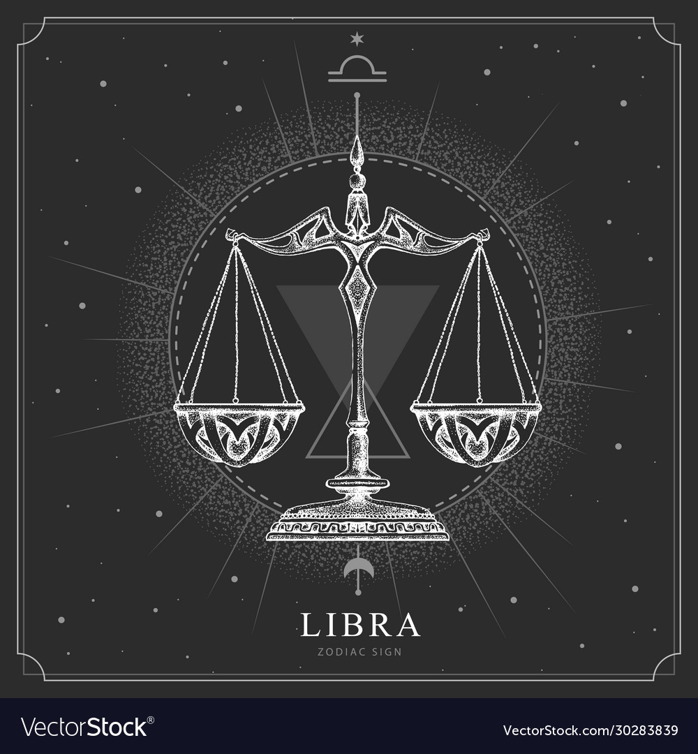 Magic witchcraft card with libra zodiac sign Vector Image