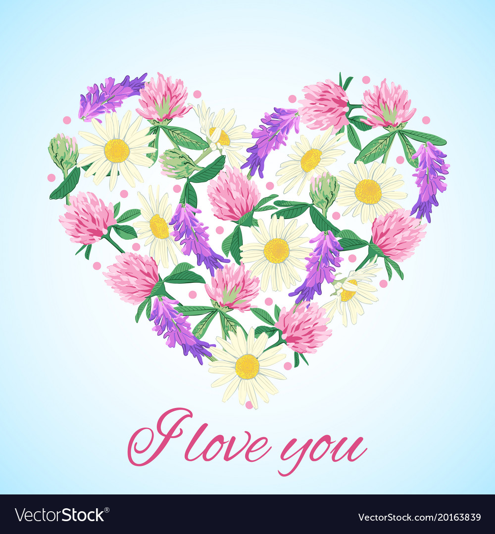 Romantic card with floral heart