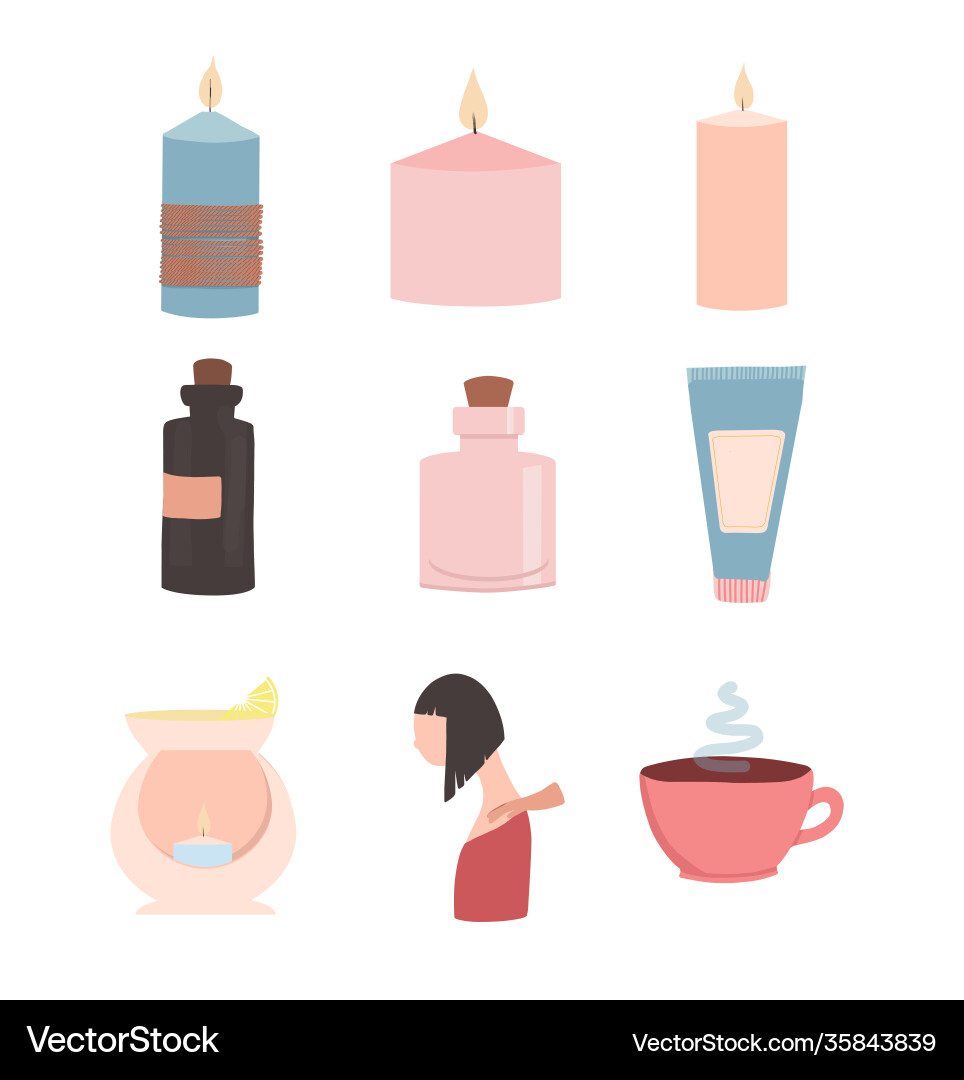 Set flat spa service Royalty Free Vector Image
