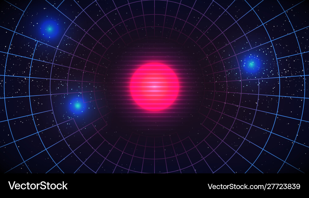 Synthwave neon background wireframe Royalty Free Vector
