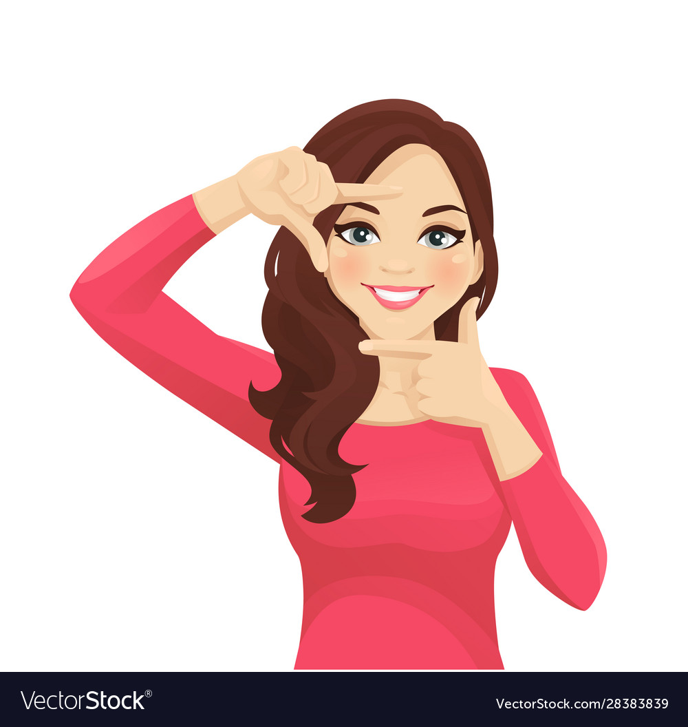 Woman framing face Royalty Free Vector Image - VectorStock