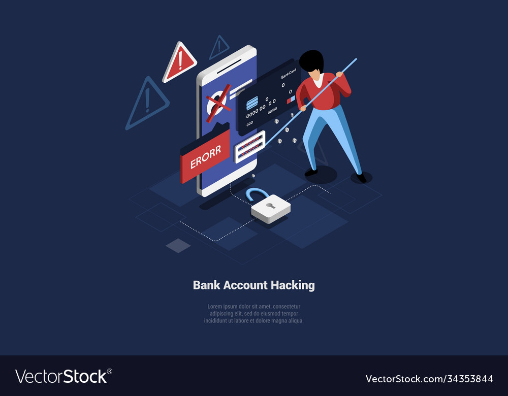 Bank account hacking concept composition Vector Image