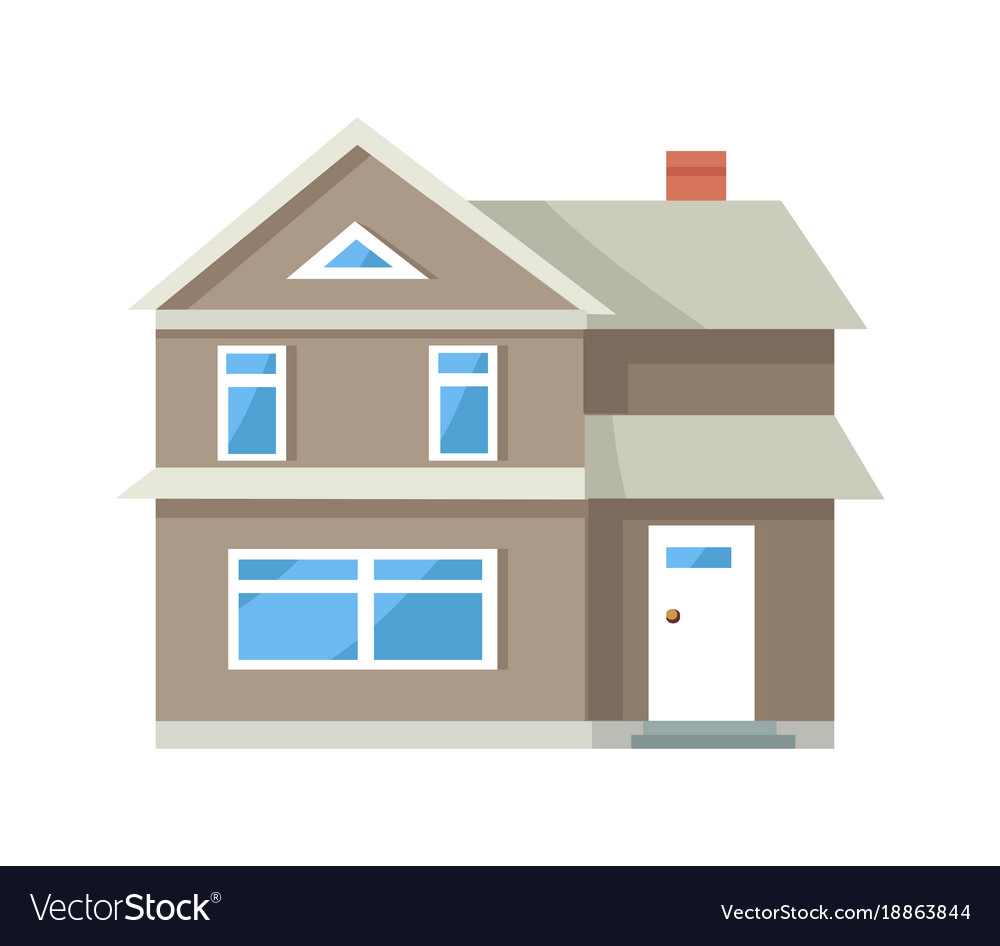 Icon of three storey house grey color with door Vector Image