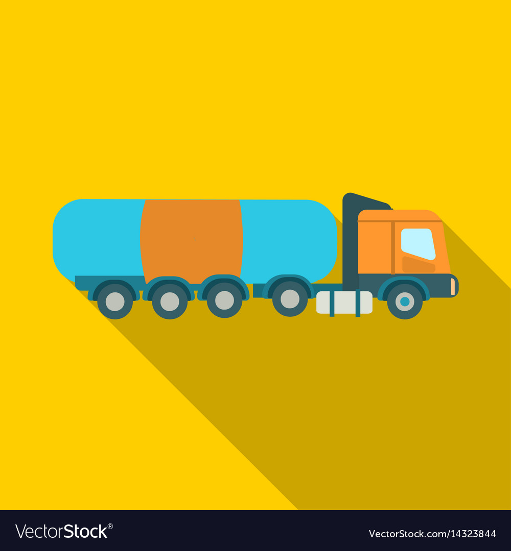 Oil tank trucker icon in flat style isolated