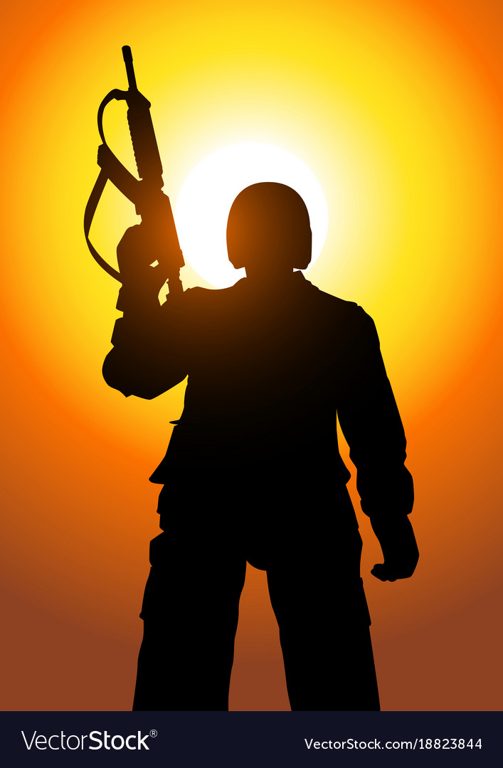 Silhouette of a soldier Royalty Free Vector Image