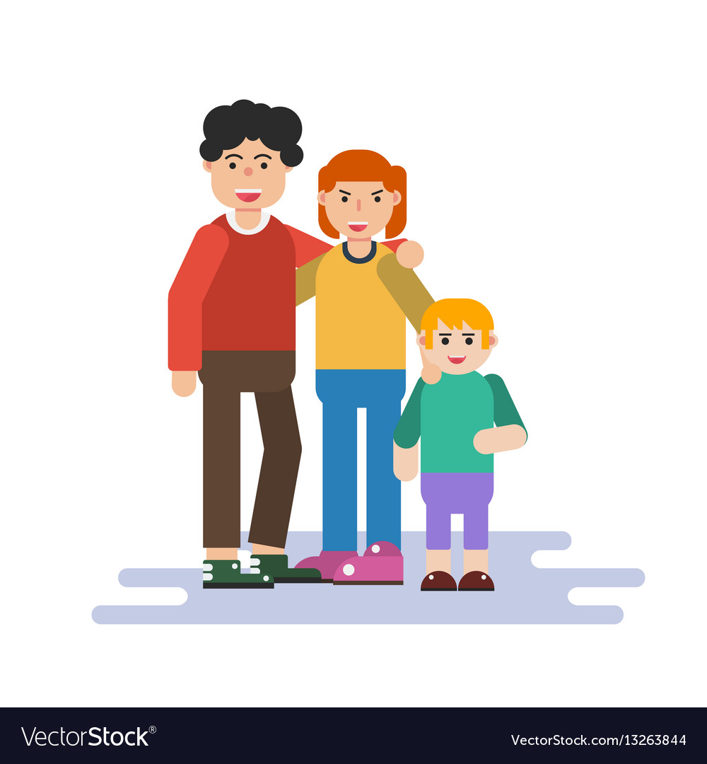 Small family in flat style Royalty Free Vector Image