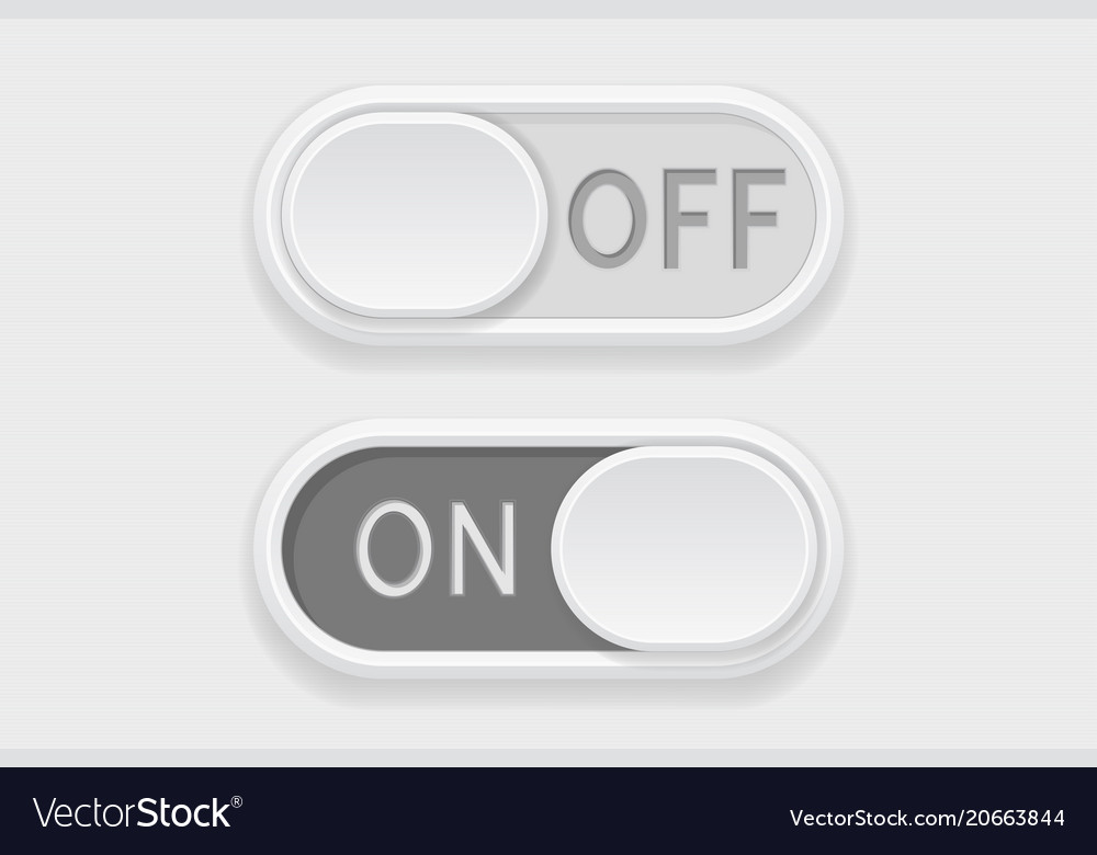 Toggle switch buttons on and off gray Royalty Free Vector