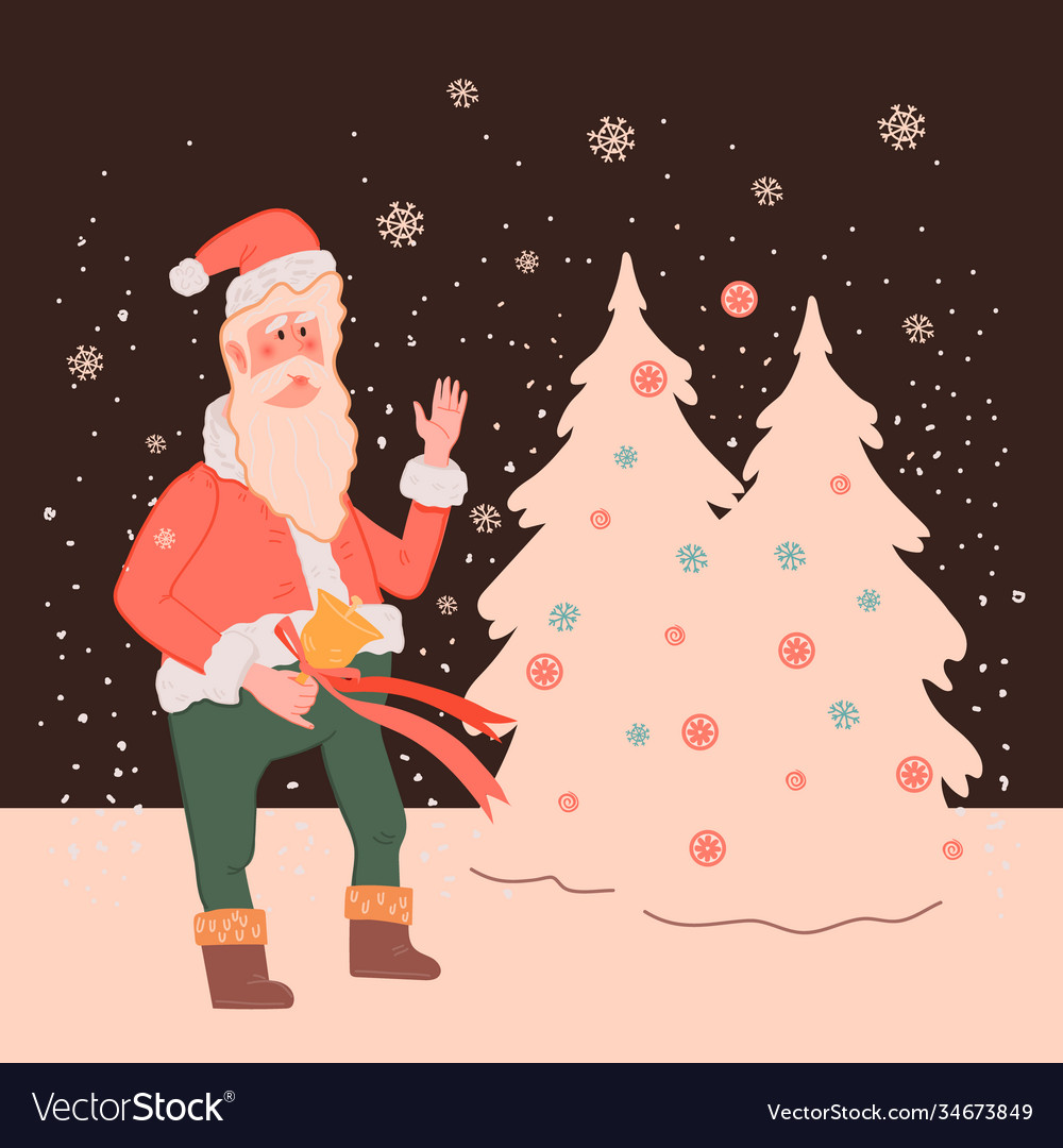 Weihnachtskarte oder Poster mit santa claus flach