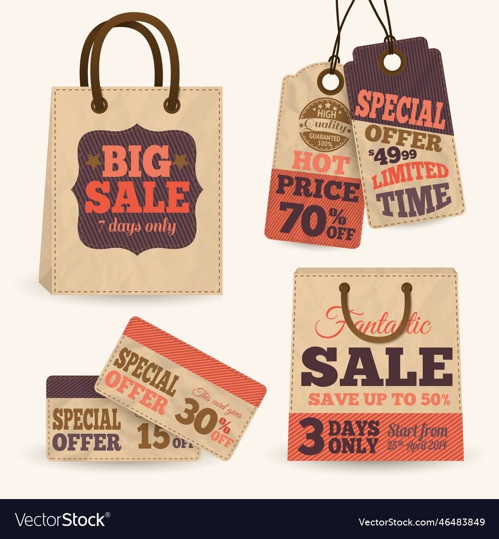 Collection of paper sale price tags