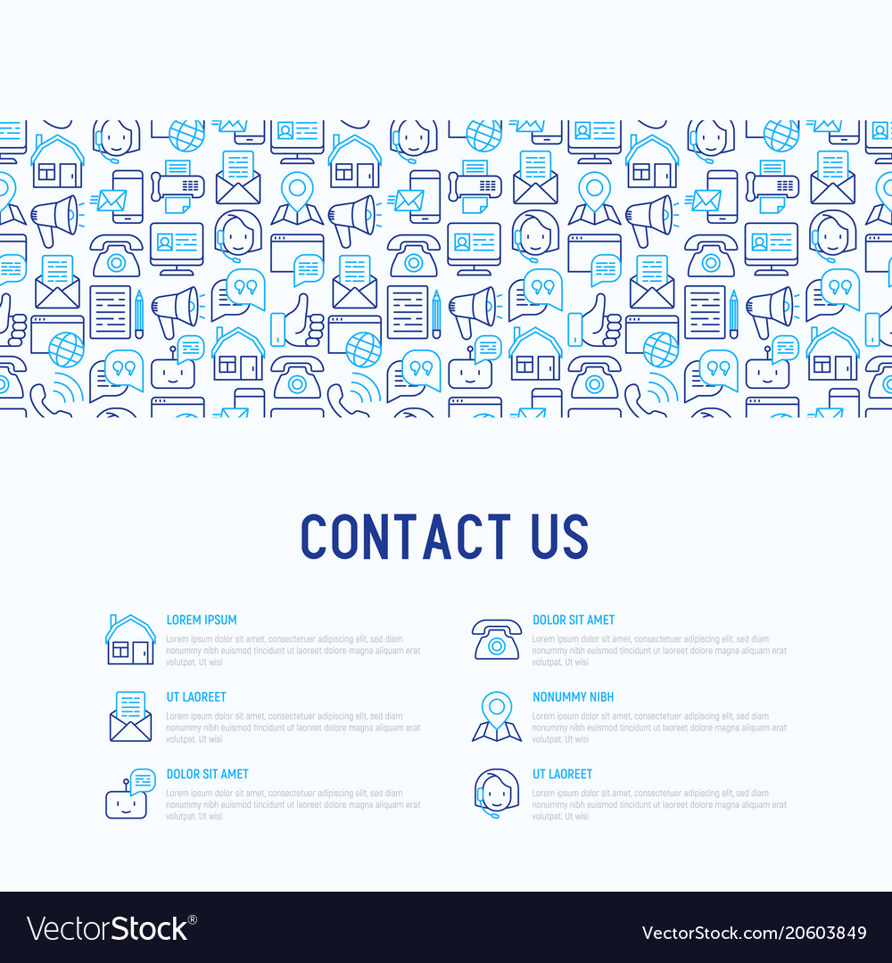 Contact us concept with thin line icons