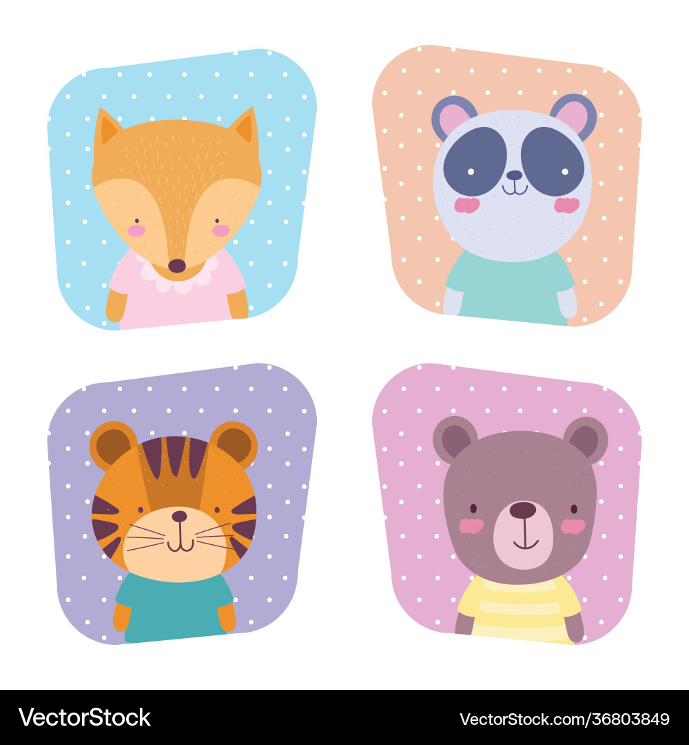 Cute animals faces Royalty Free Vector Image - VectorStock