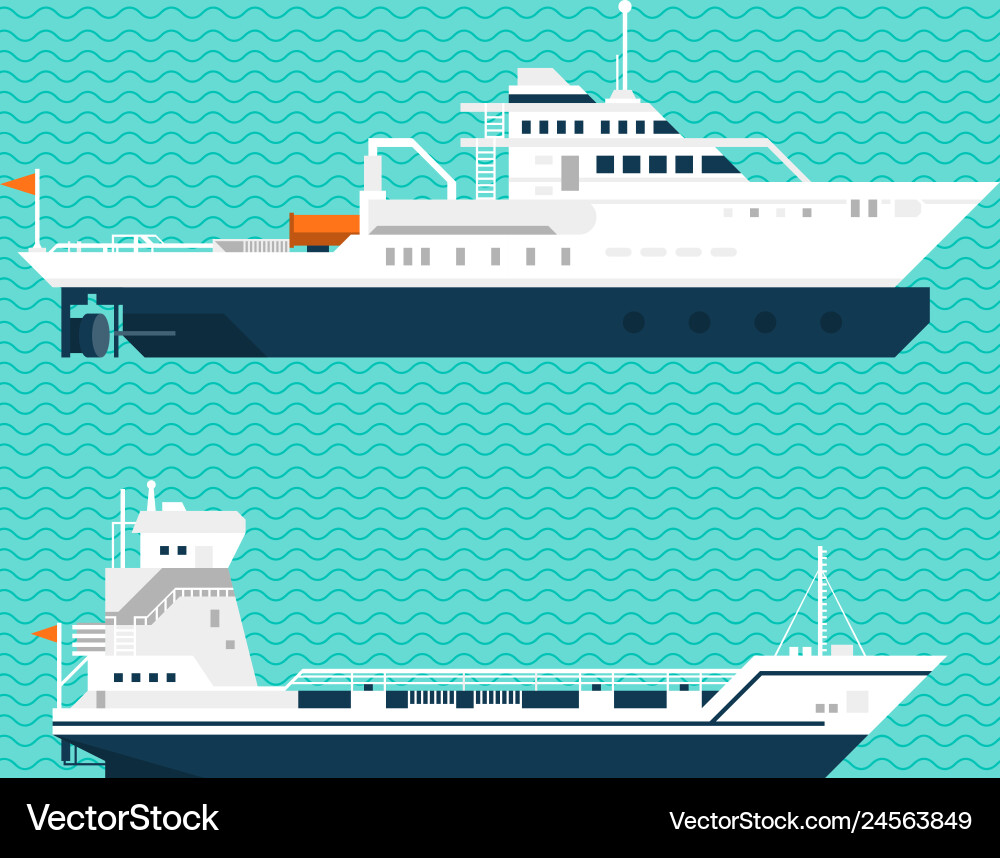Flat ship collection Royalty Free Vector Image
