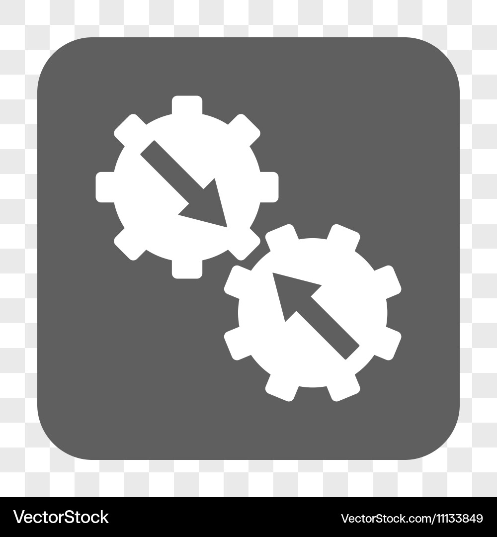 Gear integration rounded square button Royalty Free Vector