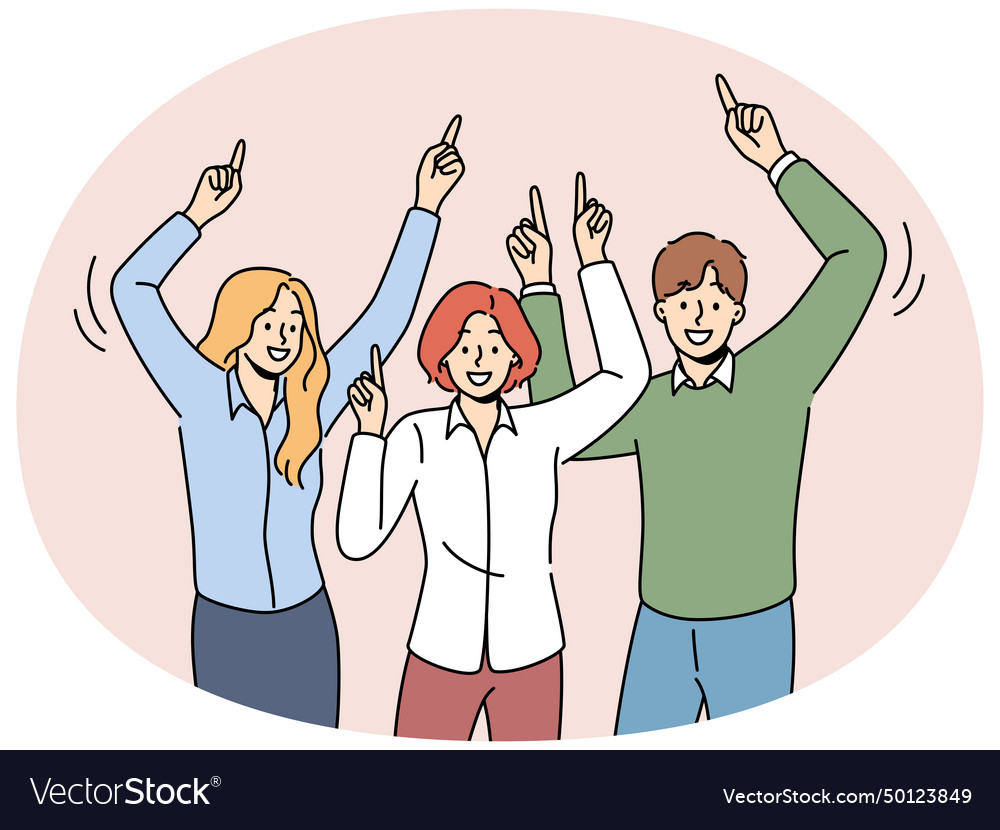 Happy employees dancing together Royalty Free Vector Image