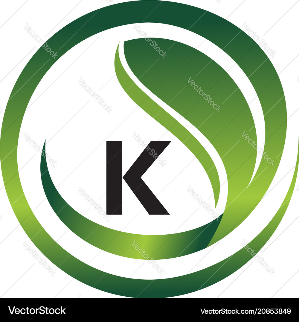 Leaf initial k logo design template Royalty Free Vector