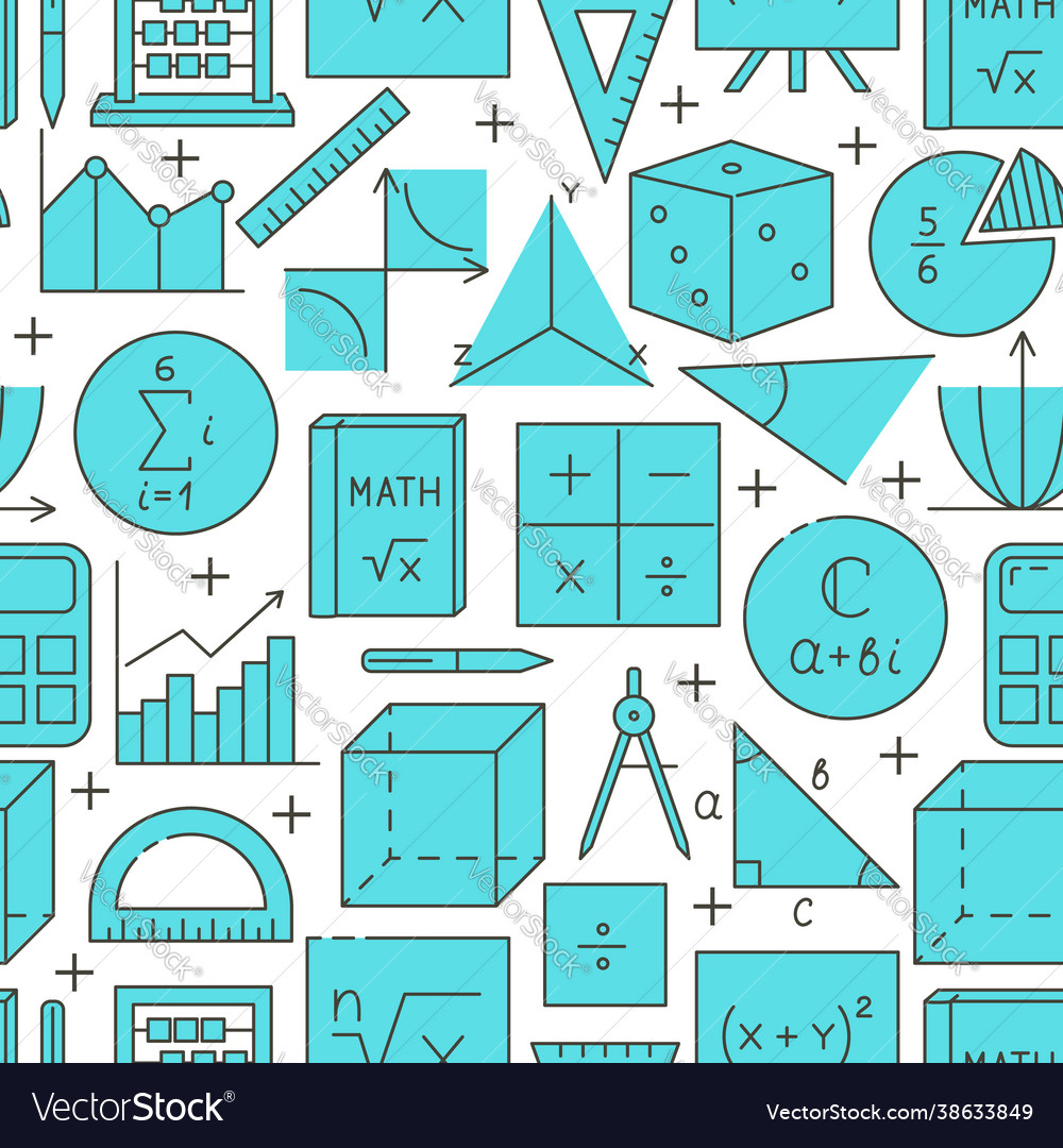 Learning maths seamless pattern in line style Vector Image