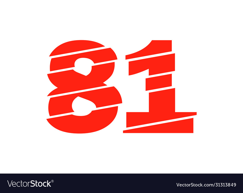 Modern red 81 number design numeral trendy flat Vector Image