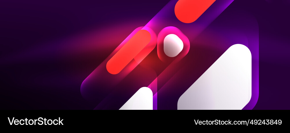 Neon lines squares and round shapes abstract Vector Image