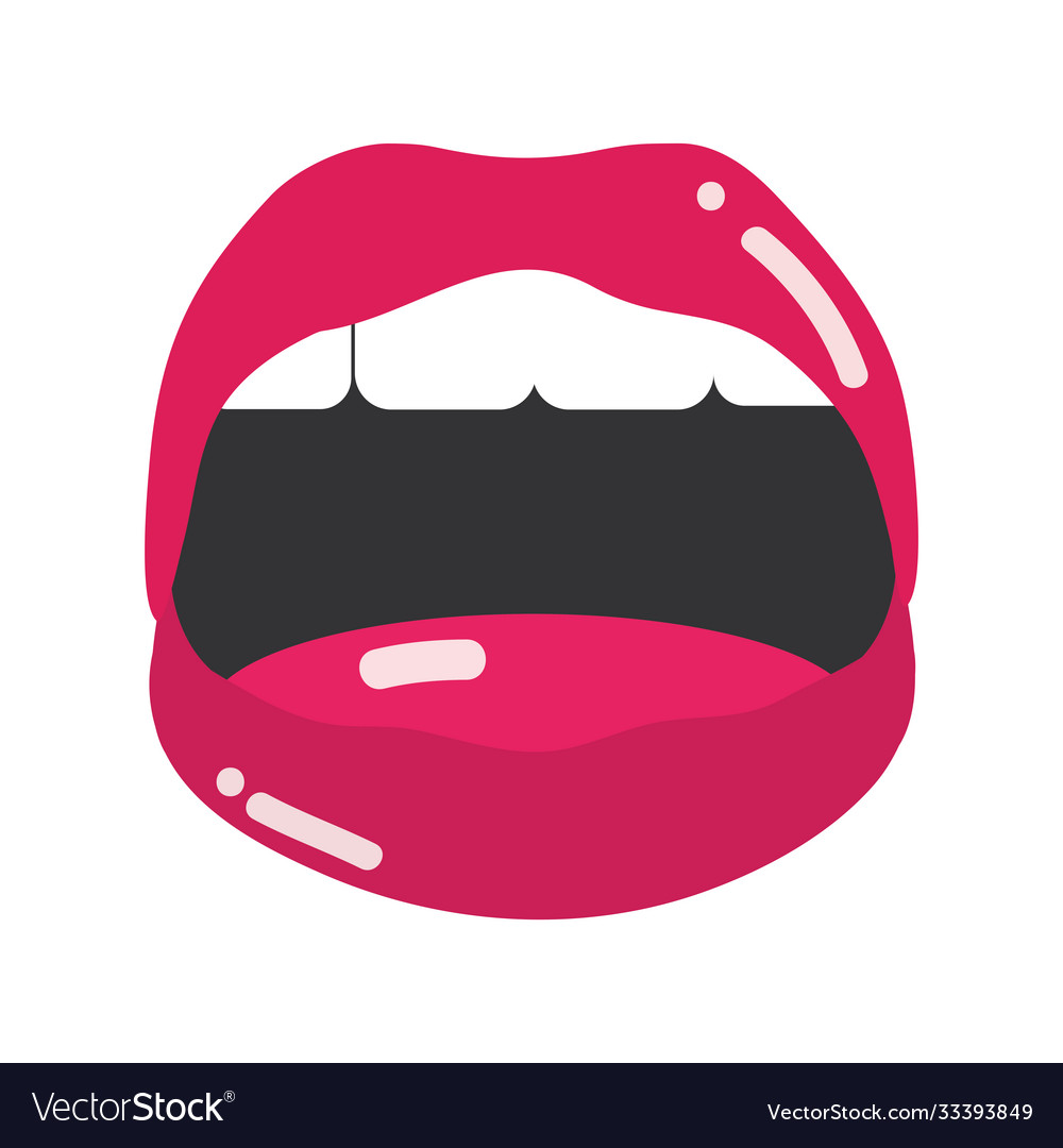 Pop art mouth and lips open tongue teeth