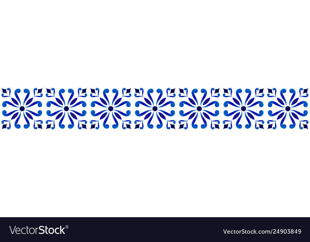 Porcelain seamless borders Royalty Free Vector Image