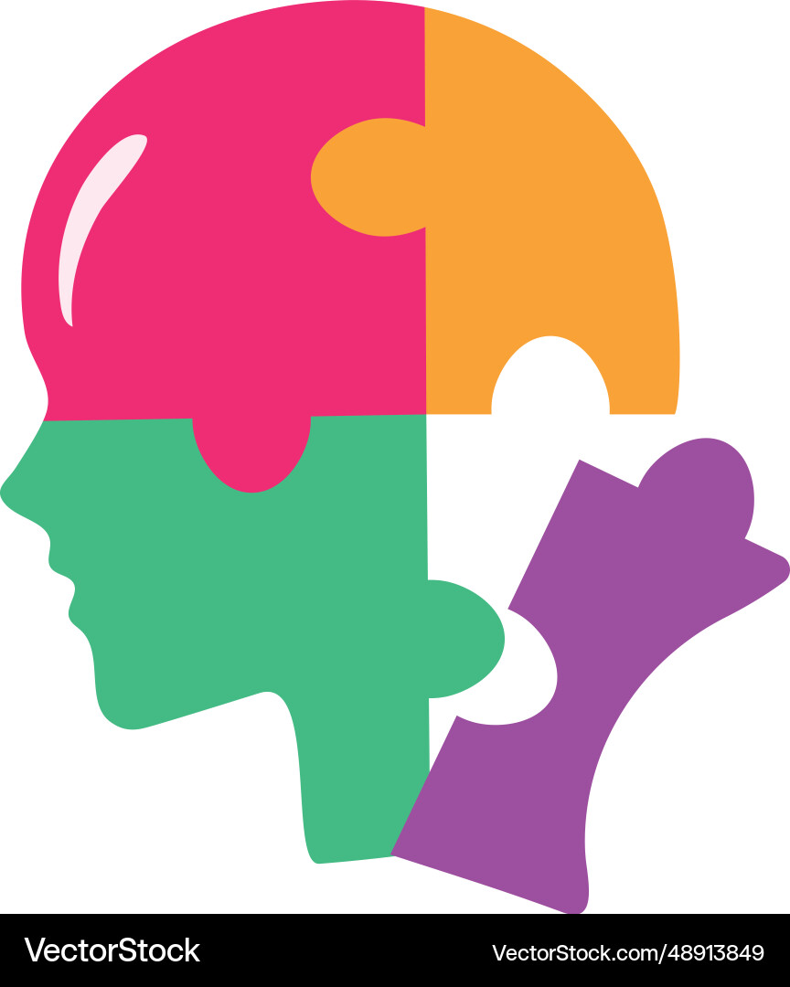 Puzzle pieces head shape Royalty Free Vector Image