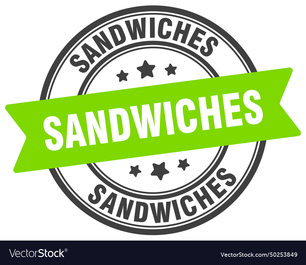 Sandwiches stamp label on transparent Royalty Free Vector