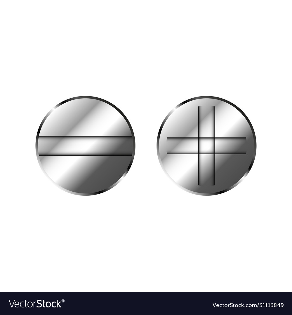 Screw cap plus and minus flat phillips Royalty Free Vector
