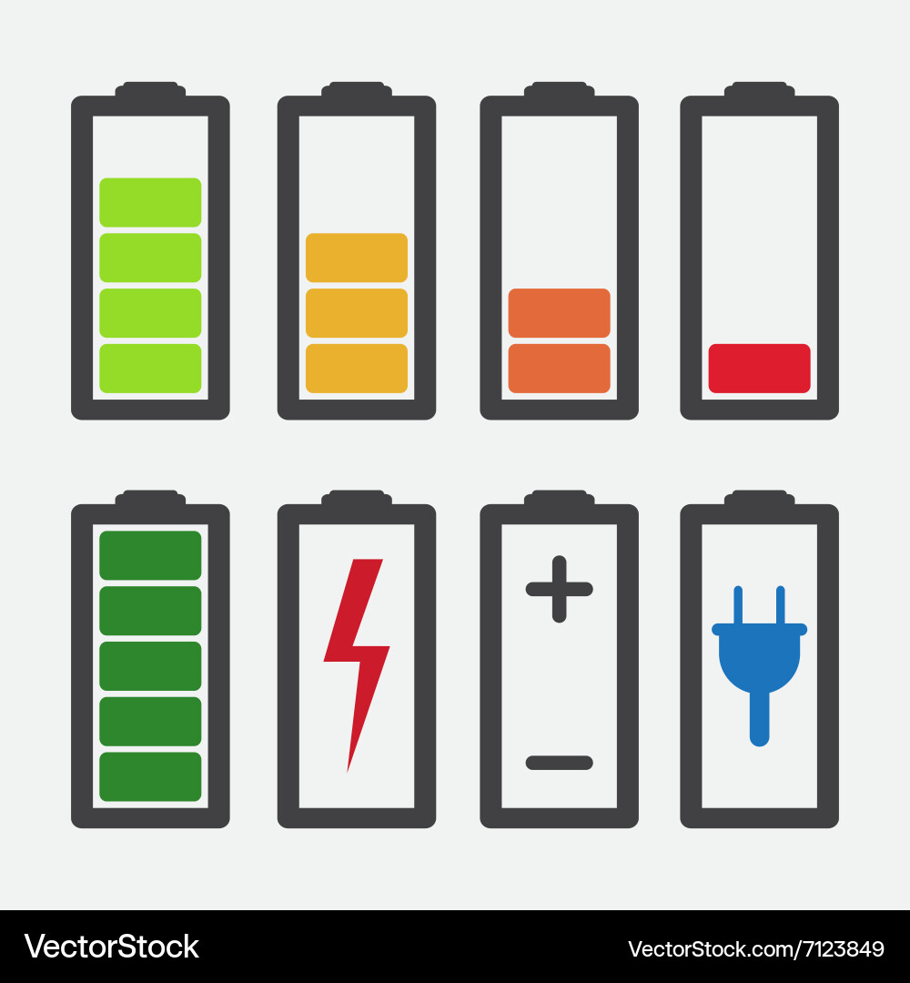 Set colourful battery charge level indicators Vector Image