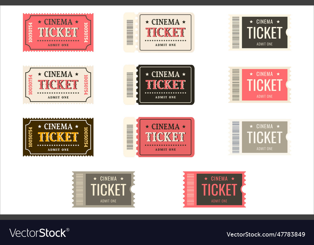 Set of cinema tickets Royalty Free Vector Image