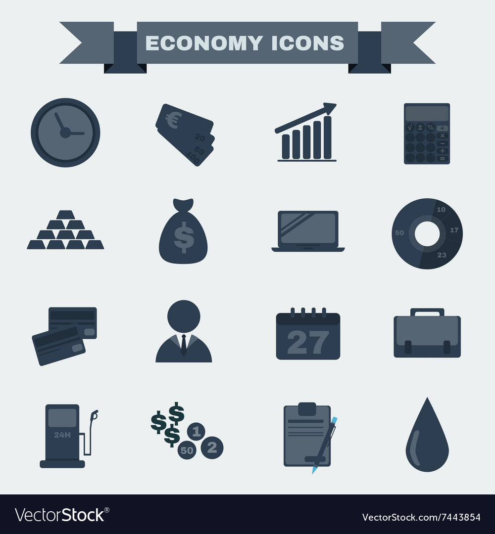 Black and white economy icon set